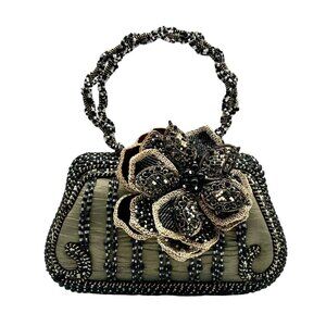 Mary Frances Dark Multi-Toned Vintage Beaded Floral Evening Clutch